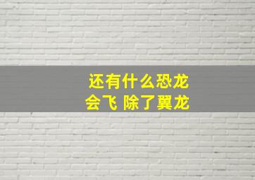 还有什么恐龙会飞 除了翼龙